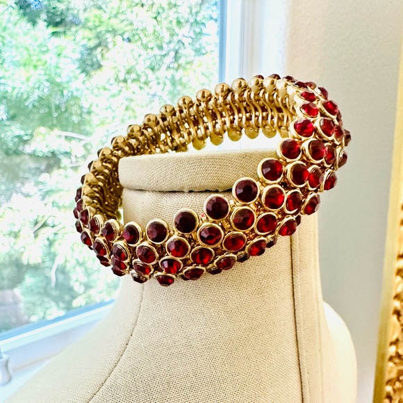 Modern Vintage Red Rhinestone Bracelet - Picture 9 of 16